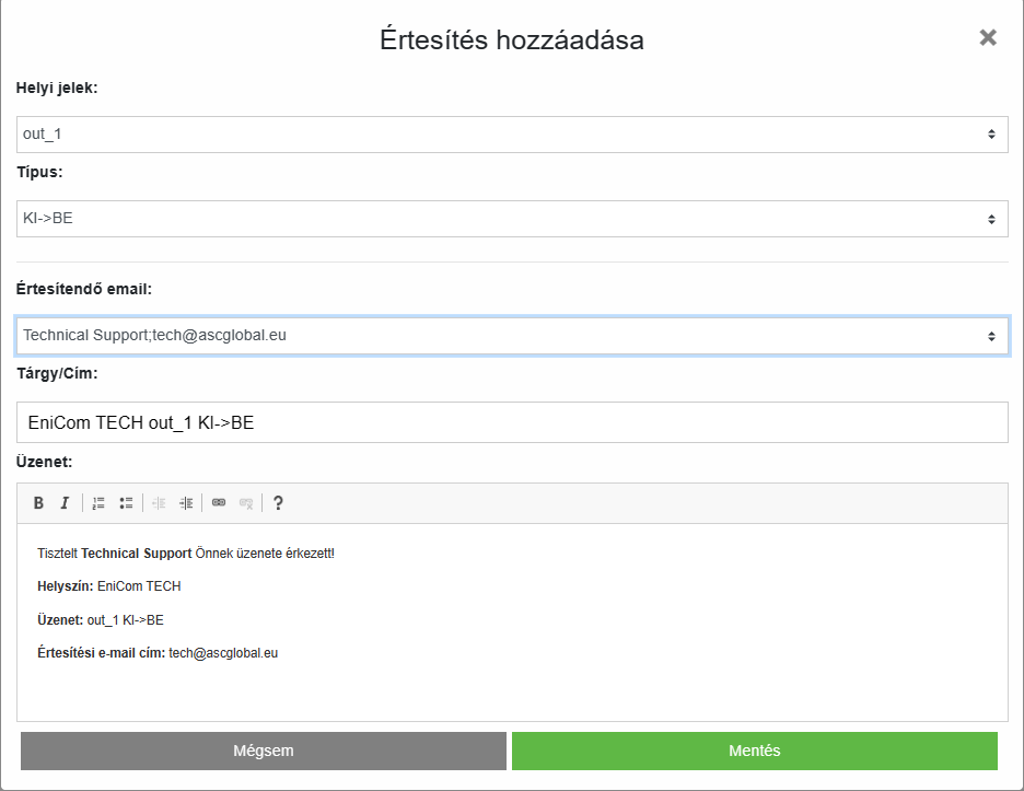 EniCom a Cloudban - Értesítés hozzáadása