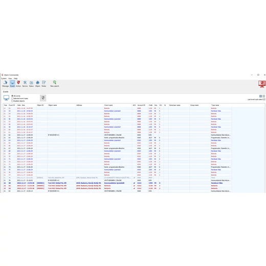 Alarm Commander Event list